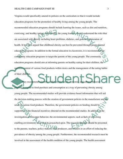 Healthcare Campaign for Obesity in Virginia