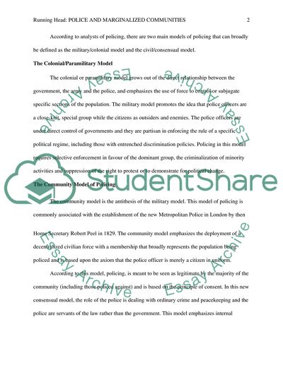 POLICE AND MARGINALIZED COMMUNITIES