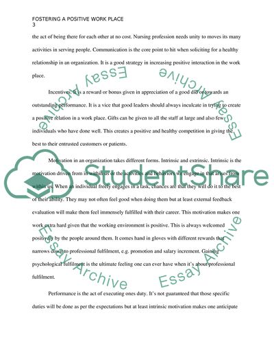 Fostering a positive work place