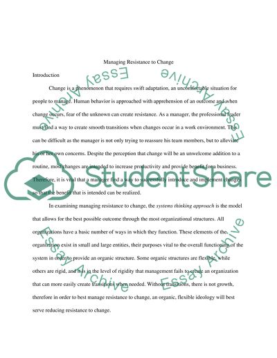 Managing Resistance to Change