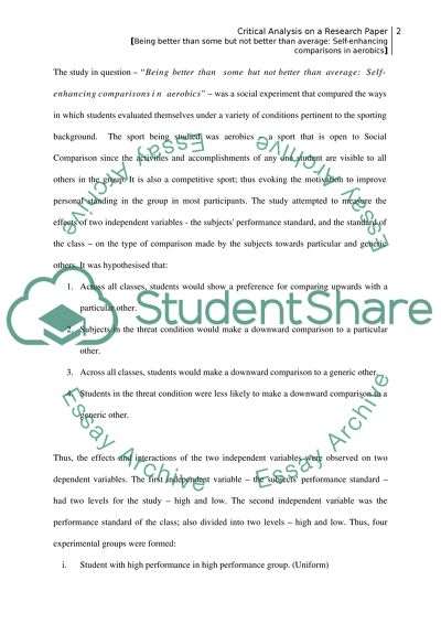 Critical of an Article (SPSS)