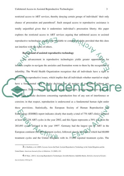 Unfettered Access to Assisted Reproductive Technologies