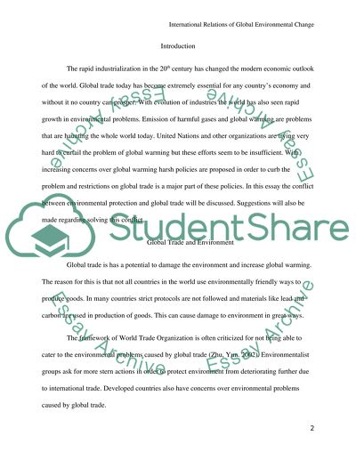 International Relations of Global Environmental Change