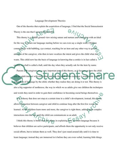 Speech, Language and the Developing Child