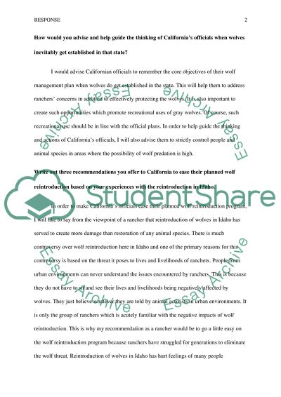 Responses to Class Assignment