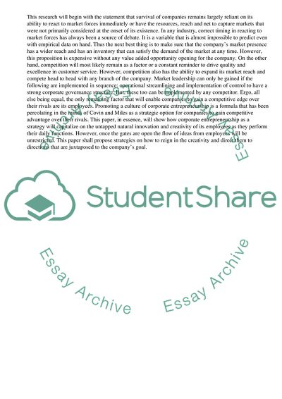 Corporate Entrepreneurship As a Strategic Option for Firms