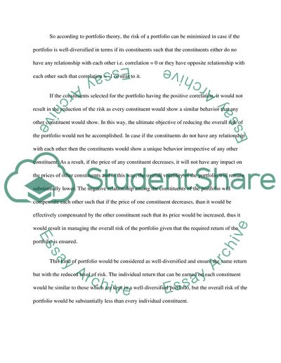 Mean-Variance Analysis - Portfolio Theory & Diversification