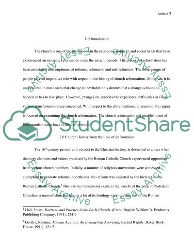 Church History from the Time of Reformation