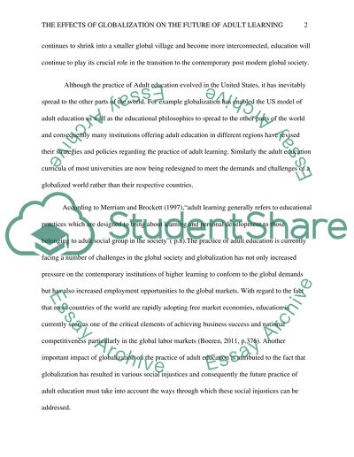 The Effects of Globalization on the Future of Adult Learning
