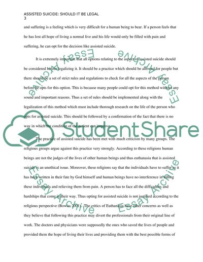 Should Assisted Suicide be Legal