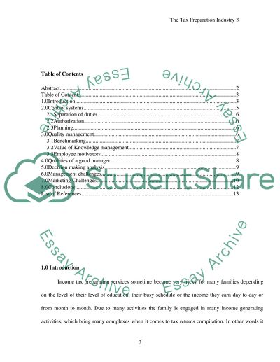 The Tax Preparation Industry