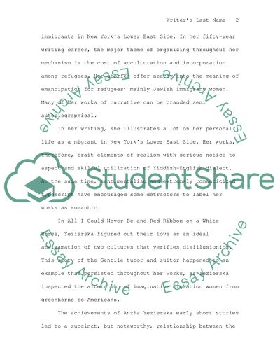 Representation of Urban Culture in the Literary Works of Anzia Yezierska and Carl Sandburg