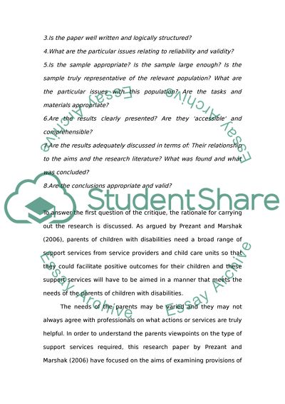 Helpful Actions through the Eyes of Parents of Children with Disabilities