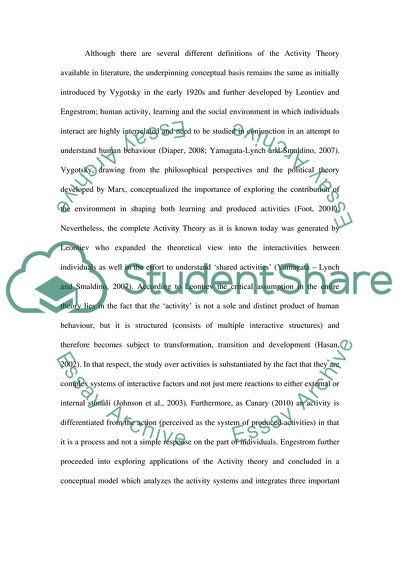 Several Different Definitions of the Activity Theory