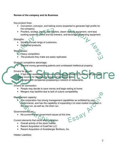 Middleby Corp Executive Summary