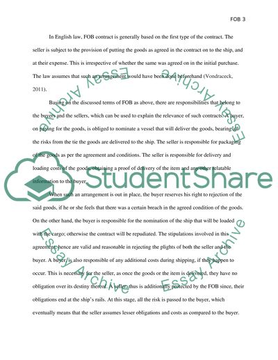 Continuous Relevance and Validity of Different FOB Contracts in English Common Law