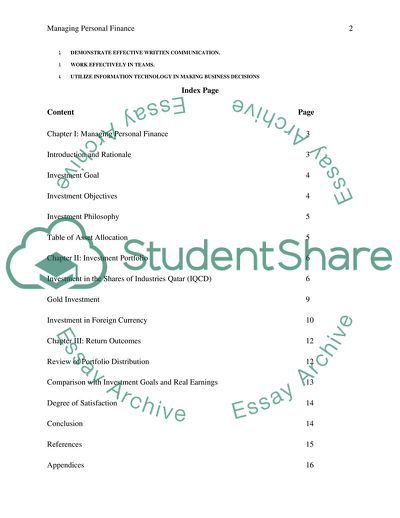 Managing Personal Finance