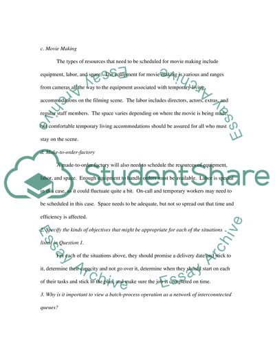 Scheduling Operations Management