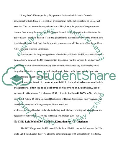 Compare and contrast / choose two public policy areas