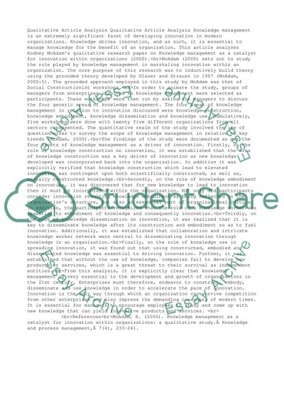 Qualitative Article Analysis