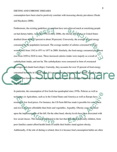 Effect of Diet on Early Onset of Chronic Diseases - a Focus on Obesity