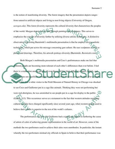 Analysis of Artwork by Bill Barminski, Coco Fusco and Donald Morgan