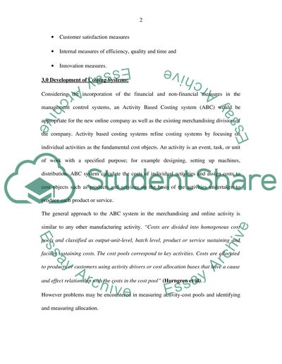 COST ACCOUNTING SYSTEM DEVELOPMENT PROPOSAL