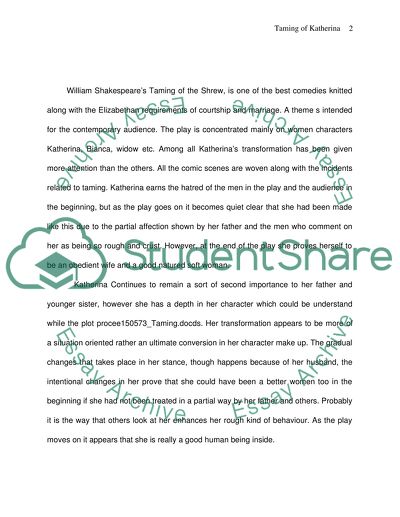 Katherina is not Tamed by Petruchio: She Tamed by Herself