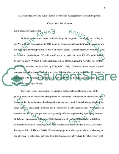 Nurses Role in the Nutrition Management of the Diabetic Patient