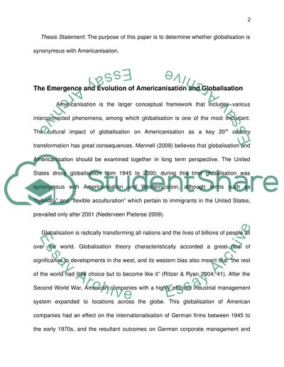 Does Globalisation Americanisation