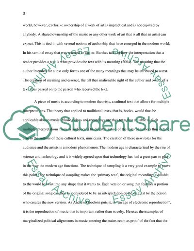 The Technique of Sampling in Music and Notions of Authorship