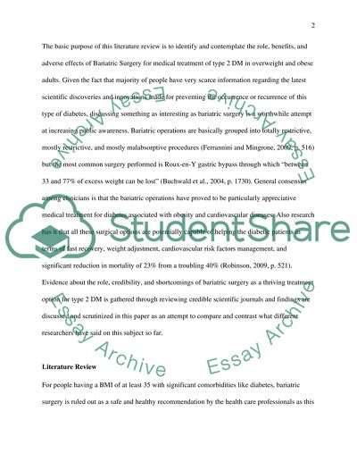 The Role, Merits and Demerits of Bariatric Surgery