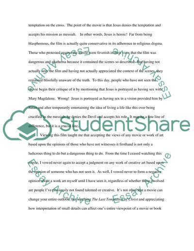 How the Last Temptation of Christ Affected My Life