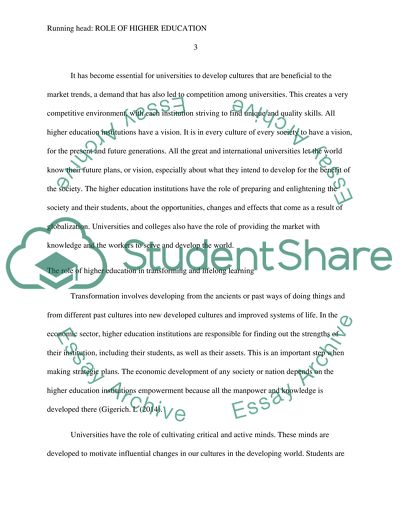 Role of Higher Education