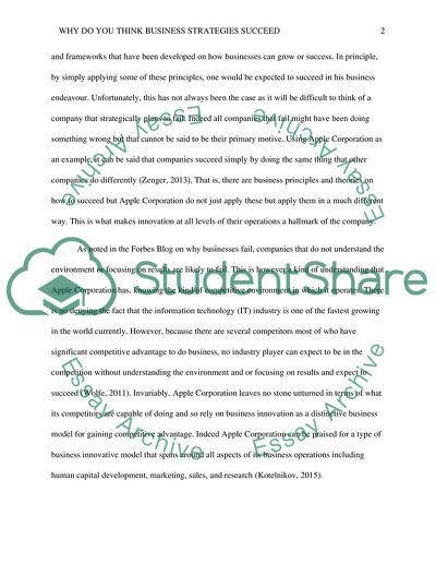 Shared Practice: Why Do You Think Business Strategies Succeed or Fail