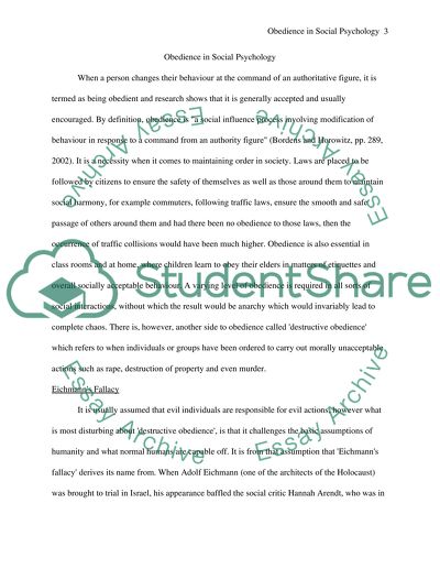 American Dream Essay Thesis Obedience In Social Psychology Essay Example Argument Essay Sample Papers also How To Write Proposal Essay Obedience In Social Psychology Essay Example Topics And Well Response Essay Thesis