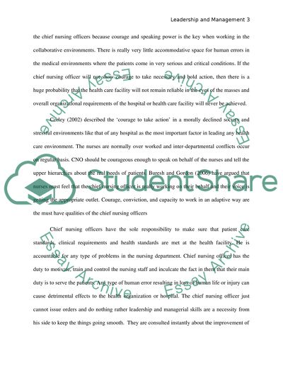 Leadership and Management - Chief Nursing Officer