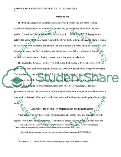 Project Managment for Boeing 787 Dreamliner