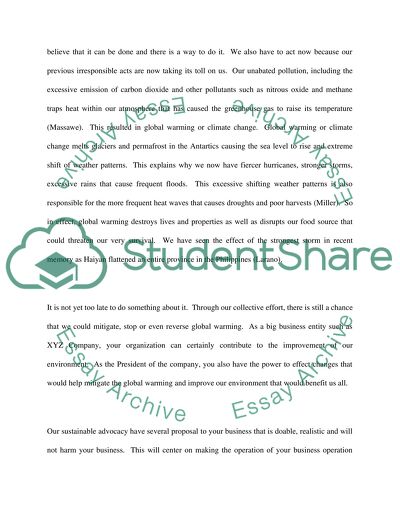 Letter of Advocacy of Promoting Sustainable Development