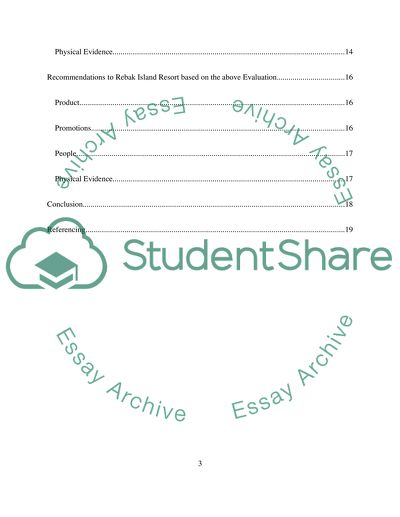 Rebak Island Resort Services Analysis
