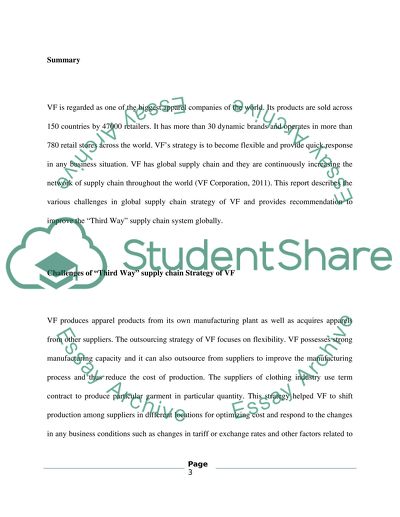 Challenges of Third Way Supply Chain Strategy of VF