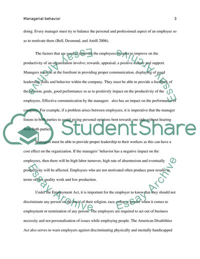 Impact of Managerial Behaviors on Employees Productivity