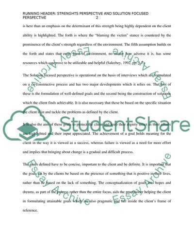 Strengths Perspective and Solutions Focused Perspective