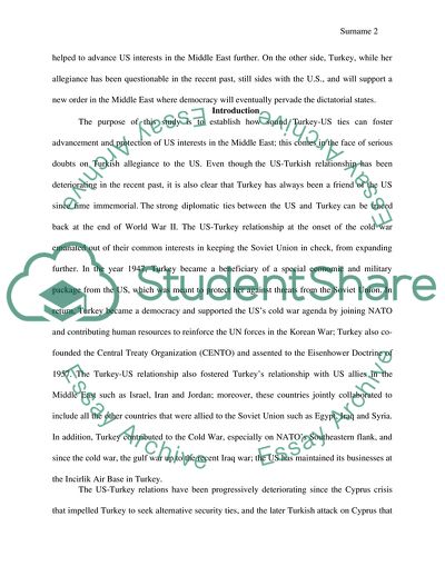 American-Turkey Relations and Protection of US Interests