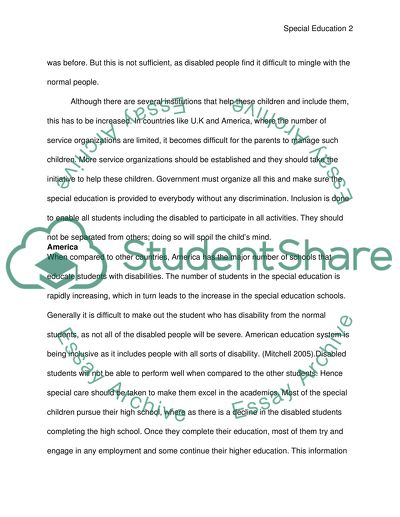 Special Education and Needs for Children