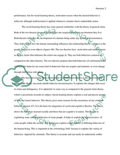 Understanding of the material presented on social learning and general strain theories