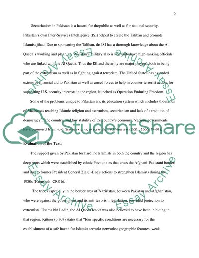 Analysis of The Paradox that Is Pakistan: Ally and Enemy of Terrorism Article by Kfir