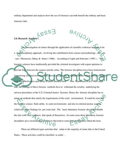 Plan for the Utility of the Forensic Sciences
