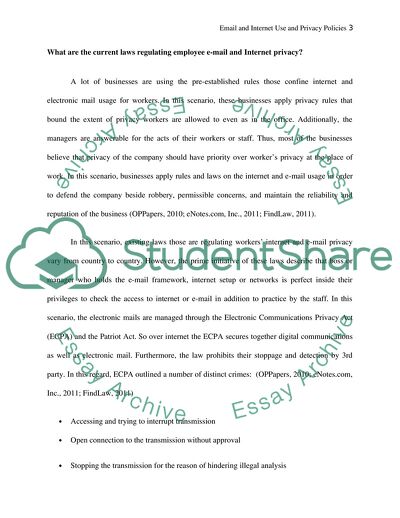 Email and Internet use and Privacy Policies