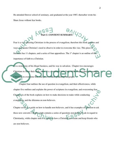 Analysis of Share Jesus without Fear Book